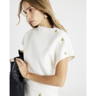 Cream Handmade Wool Blend Buttoned Skort