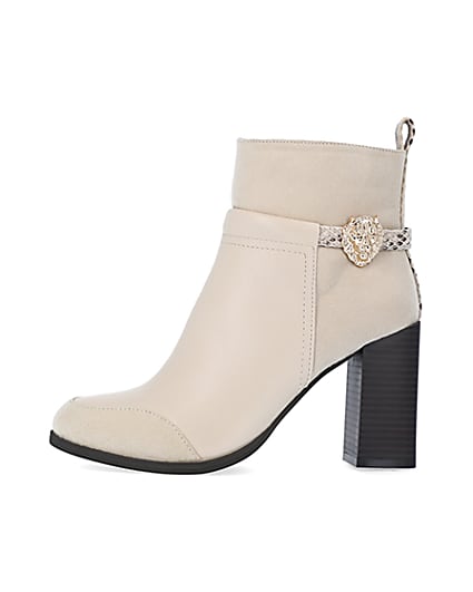 360 degree animation of product Cream heeled ankle boots frame-3