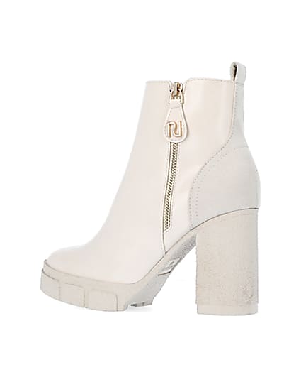 360 degree animation of product Cream heeled ankle boots frame-5
