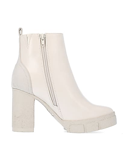 360 degree animation of product Cream heeled ankle boots frame-15