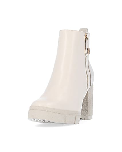360 degree animation of product Cream heeled ankle boots frame-23