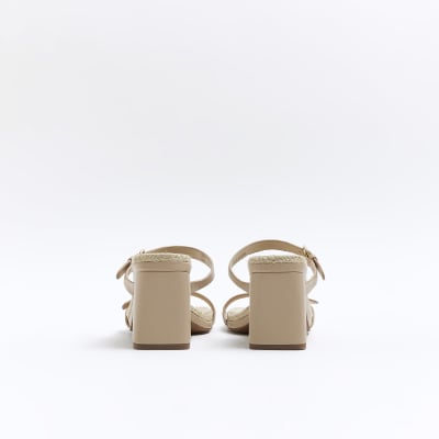 Cream heeled mules