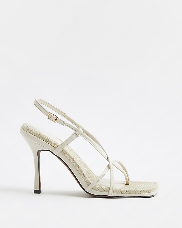 Cream heeled strappy sandals