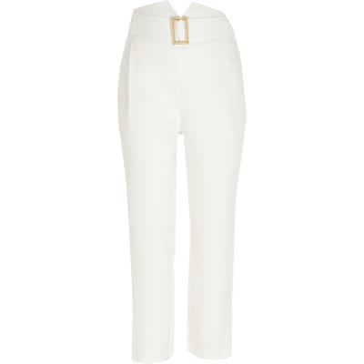 beige tapered trousers