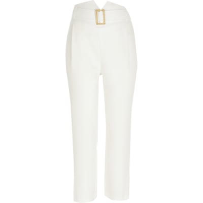 cream tapered trousers