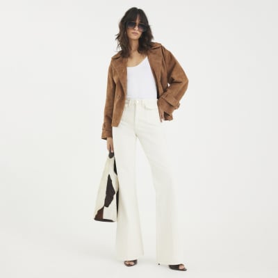 Cream High Rise Relaxed Flared Jeans