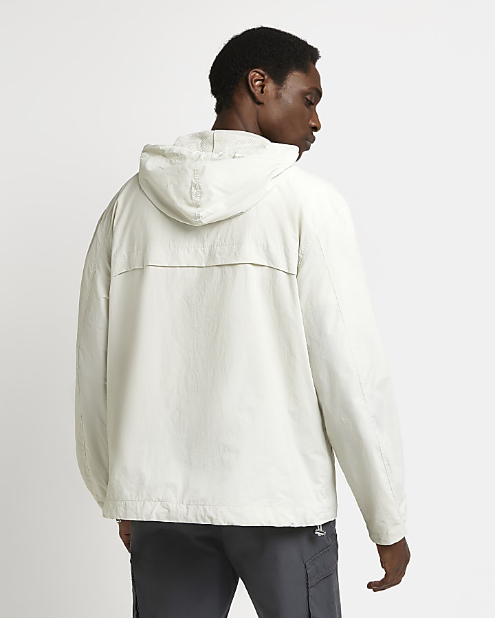 Cream hooded tech jacket