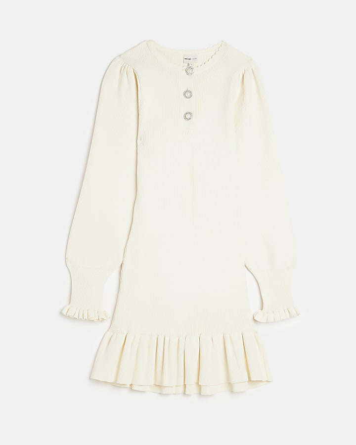 Cream knit bodycon mini dress