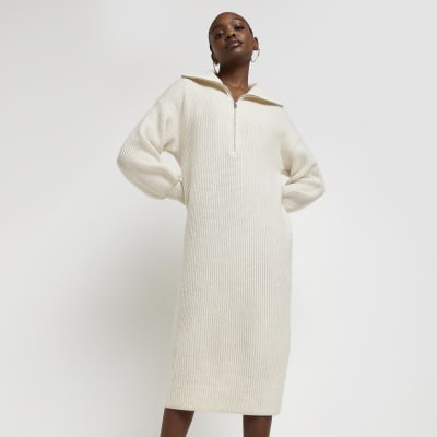 cream knit dress midi self-portrait - Cream Knit Midi Dress