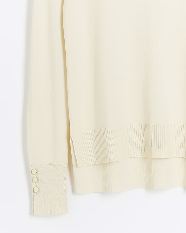 Cream knit long sleeve top