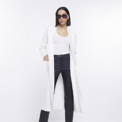 Cream knit longline cardigan
