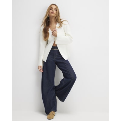 Cream Knitted Button Detail Cardigan