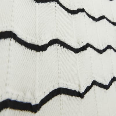 Cream knitted stripe t-shirt