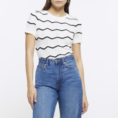 Ribbed halter top · Navy Blue, Black, Cream · T-shirts And Polo Shirts