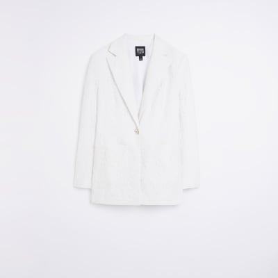 Cream Lace Blazer River Island