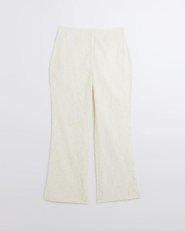 Cream lace flared trousers