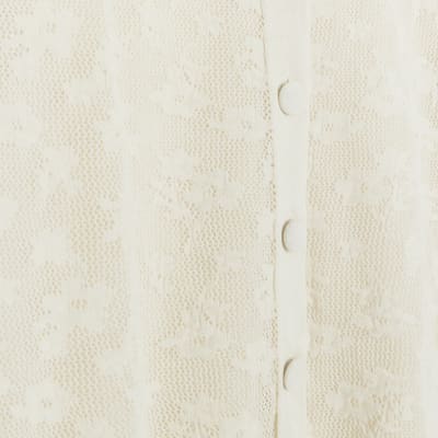 Cream lace frill sleeve blouse