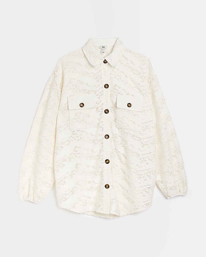 Cream lace oversized shirt