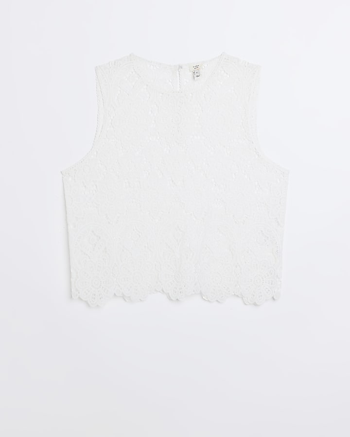 Cream lace sleeveless top