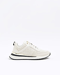 Cream lace trainers
