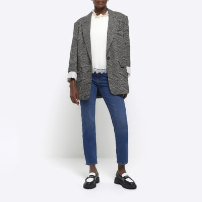 Cream lace trim long sleeve top River Island