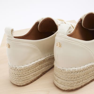 Cream lace up espadrilles hotsell