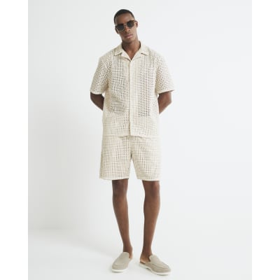 Cream Laser Cut Shorts