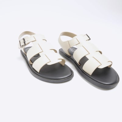 Cream leather fisherman sandals
