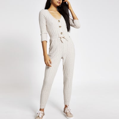 cream jumpsuit long sleeve