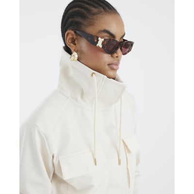 Cream Long Sleeve Utility Pocket Sweatshirt
