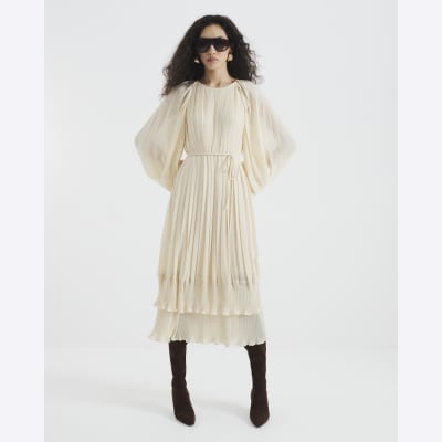 strapless open back dress Pleated Panel Long Sleeve Knit Mini Dress | Nalree main image 1