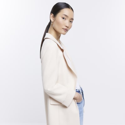 Cream longline blazer River Island