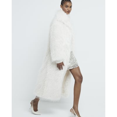 【muguet】shaggy long coat ivory muguet】shaggy long coat ivory Vince Shaggy Faux Fur Coat, 6