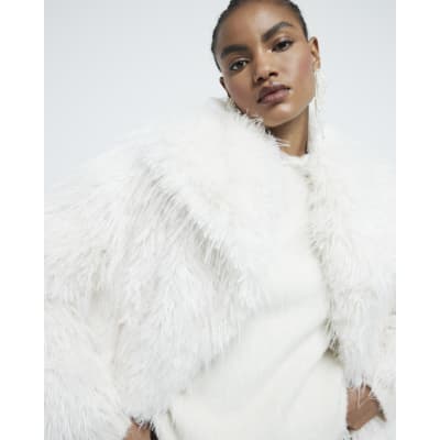 Cream Maxi Shaggy Faux Fur Coat | River Island