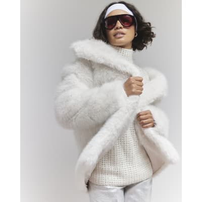 River island white coat online