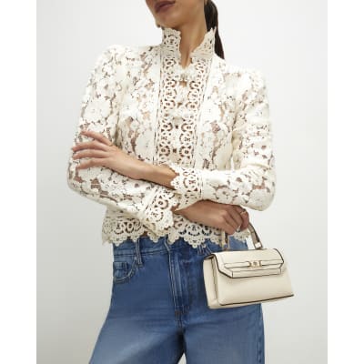 Cream Mini Tote Crossbody Bag