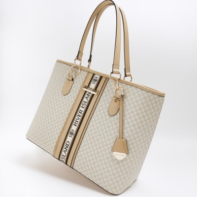 Cream monogram shopper bag