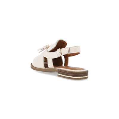 360 degree animation of product Cream open toe sling back shoes frame-7