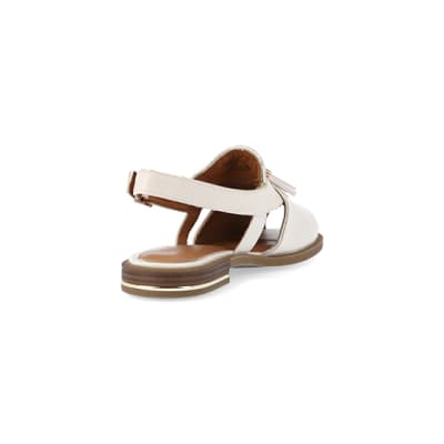 360 degree animation of product Cream open toe sling back shoes frame-11