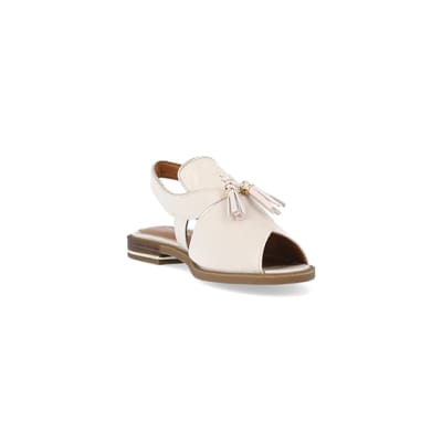 360 degree animation of product Cream open toe sling back shoes frame-19