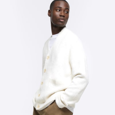 White cardigan button discount up