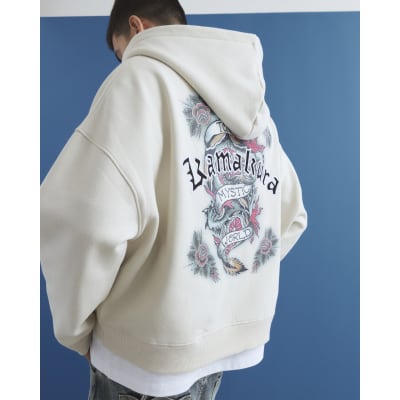 Cream Oversized Fit Japanese Kamakura Hoodie