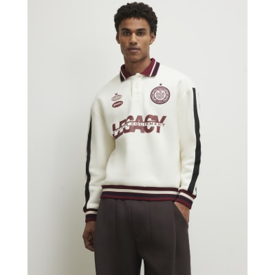Cream Oversized Fit Legacy Blocked Rugby Top