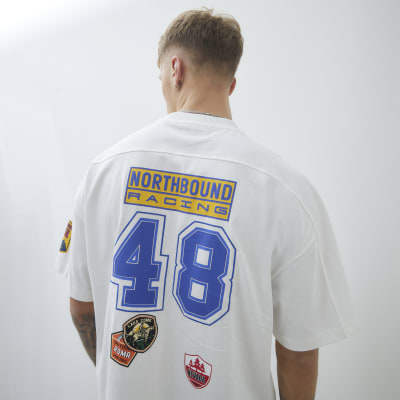 Cream Oversized Fit Oakland Badge T-Shirt
