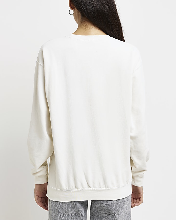 Cream oversized graphic print sweatshirt