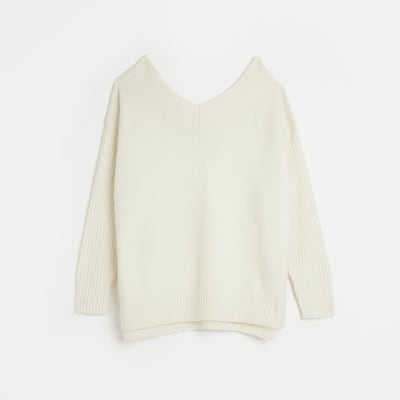 Cream oversized long sleeve jumper