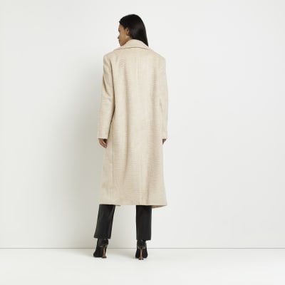 Cream oversized longline coat River Island