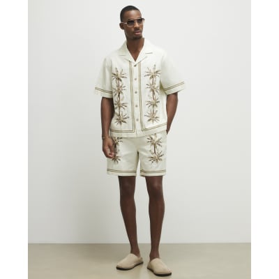 Cream Palm Tree Shorts