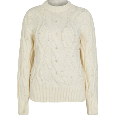 knitted jumper with pearls