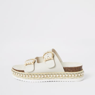 cream flatform sandals